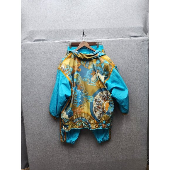 Vintage East West Nylon Track Suit S Turquoise & Gold Elastic Waist & Cuffs Full - Picture 5 of 10